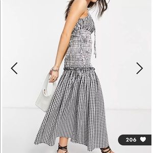 *LIKE NEW* ASOS midi sundress w/ shirred waist in gingham cotton poplin
